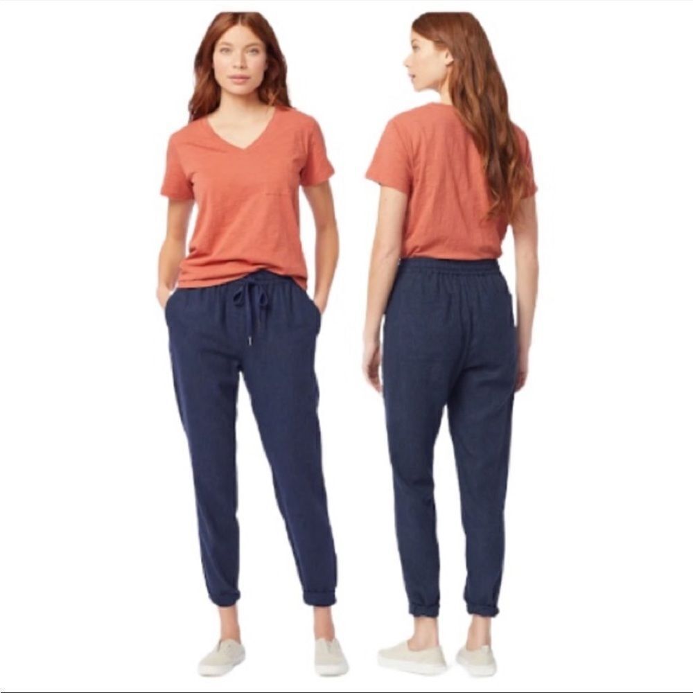 Pendleton Blue Linen Blend Pull-On Drawstring Pan… - image 2